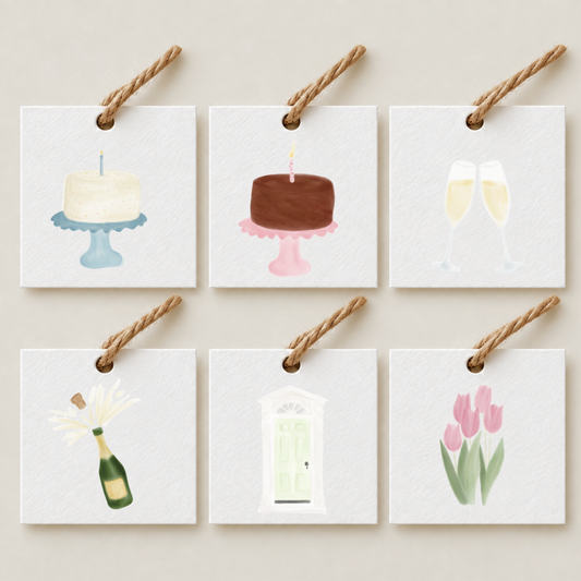 Mini Watercolor Gift Tag Assortments with Twine