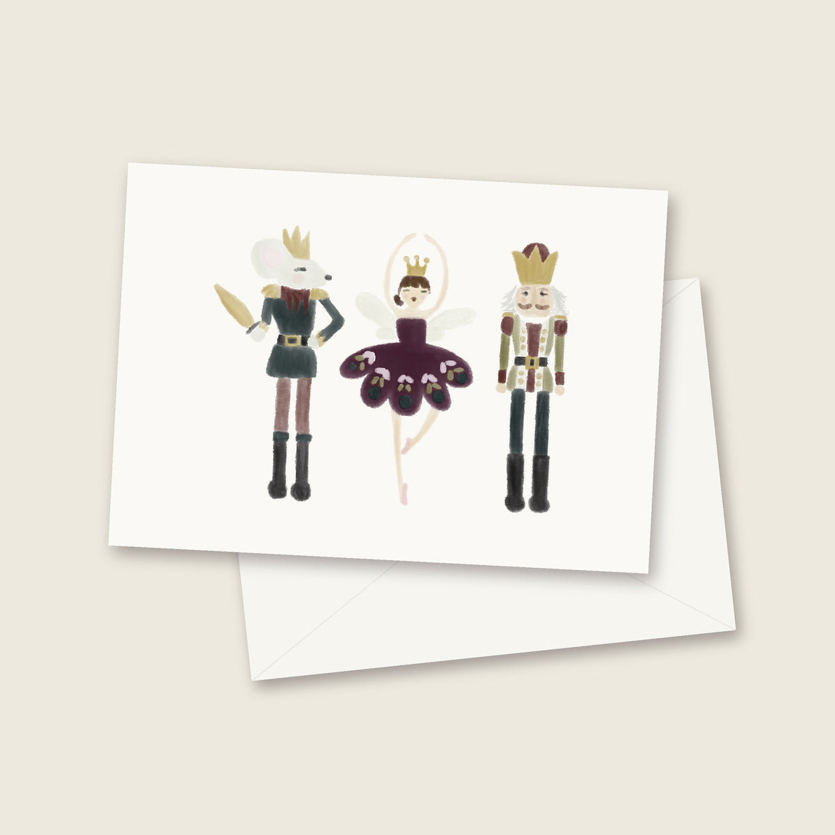 Nutcracker trio watercolor notecard