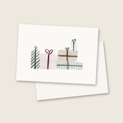 Stacked gifts watercolor notecard