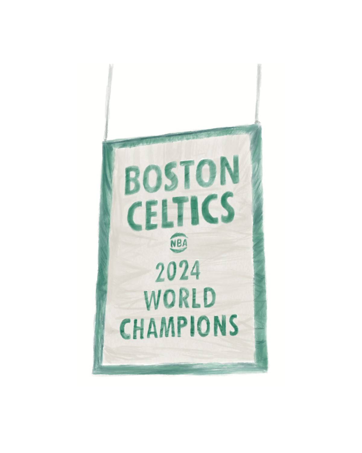 Banner 18 watercolor Boston Celtics championship banner art print