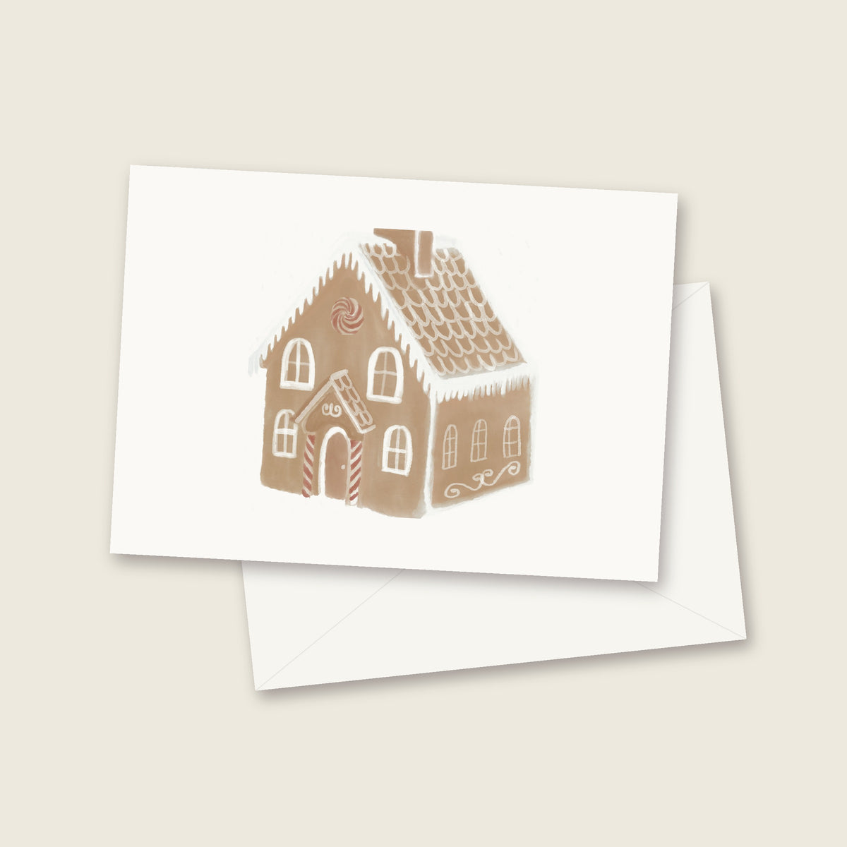 Gingerbread house watercolor notecard