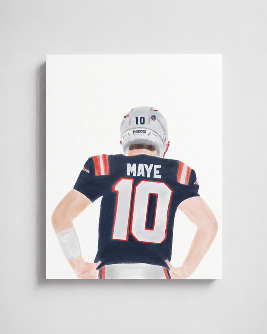 Sunday in New England | Drake Maye Art Print displayed as a paper art print