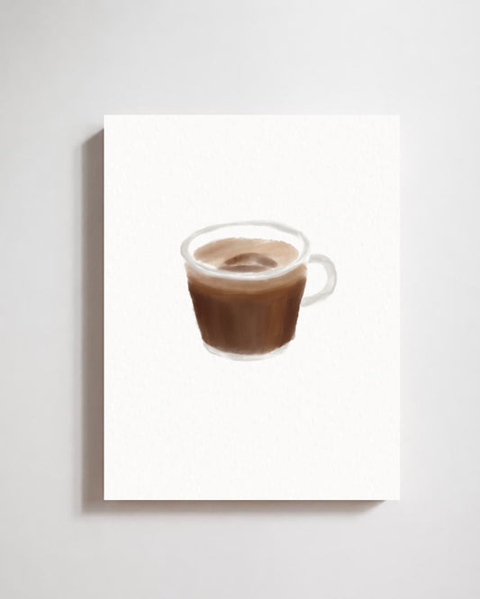 First Sip | Espresso Cup Art Print displayed as a paper art print