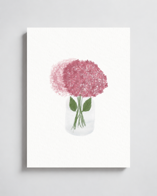 Pink Hydrangea | Floral Art Print displayed as a paper art print