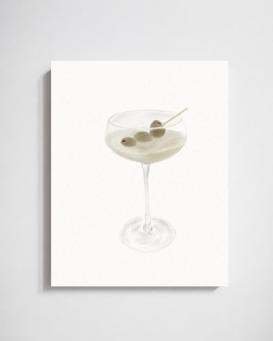 Extra Olives | Martini Art Print displayed as a paper art print