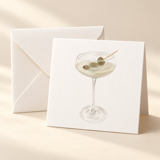 Mockup of Martini 2 x 2 inch folded mini notecard with envelope