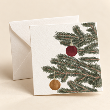 Mockup of Ornament Branch 2 x 2 inch folded mini notecard with envelope