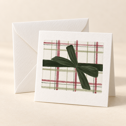 Mockup of Wrapped Gift 2 x 2 inch folded mini notecard with envelope