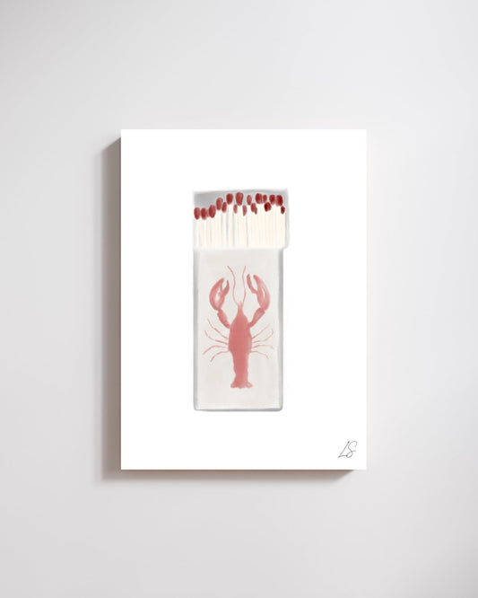 The Catch watercolor lobster matchbook art print